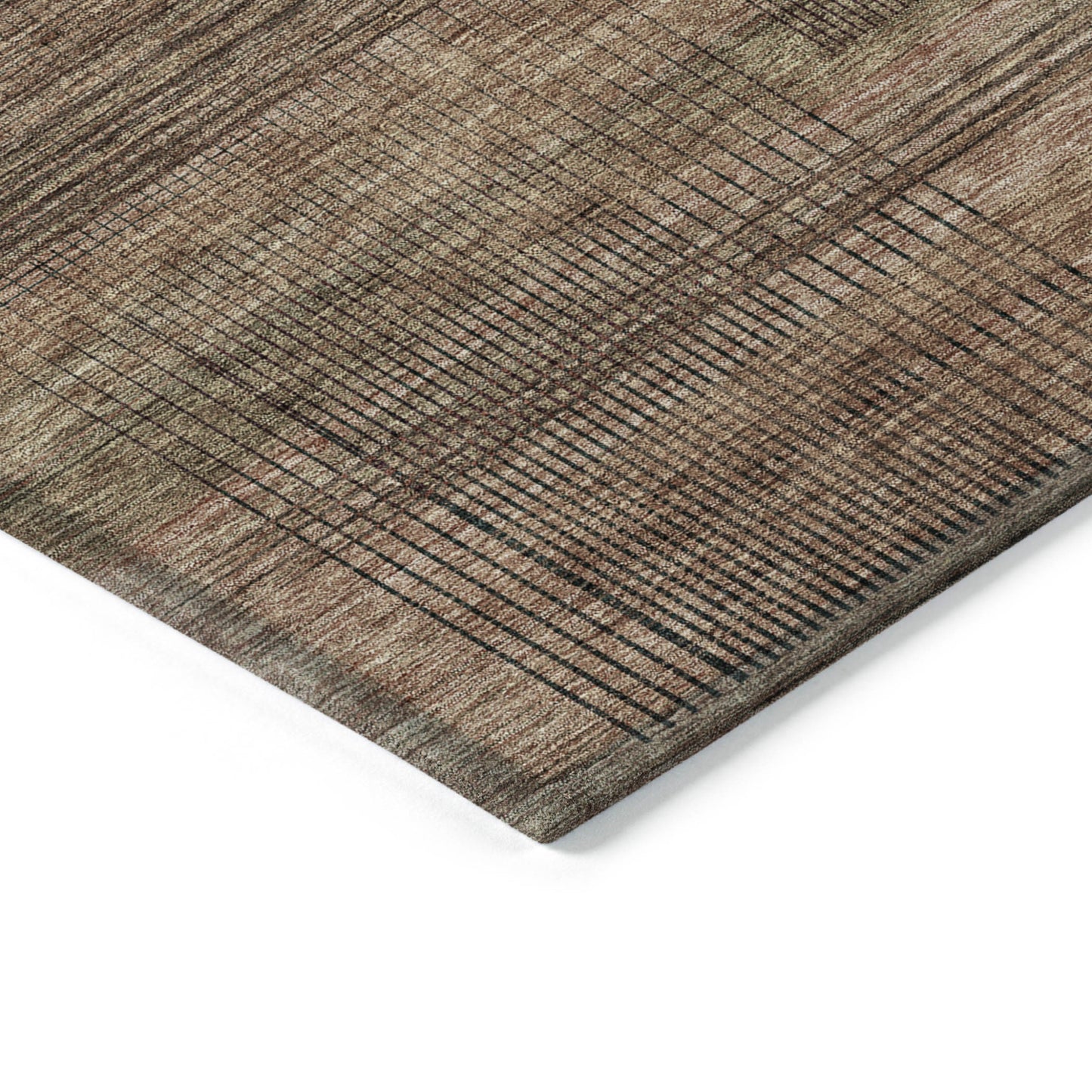 Orange Copper Brown Striped Washable Indoor Outdoor Rug 9x12 Feet