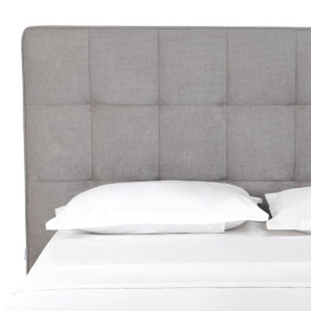 Gray Tufted Linen Blend Upholstered Queen Bed Frame-8