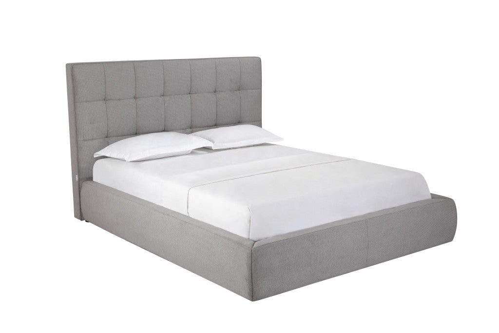 Gray Tufted Linen Blend Upholstered Queen Bed Frame-1