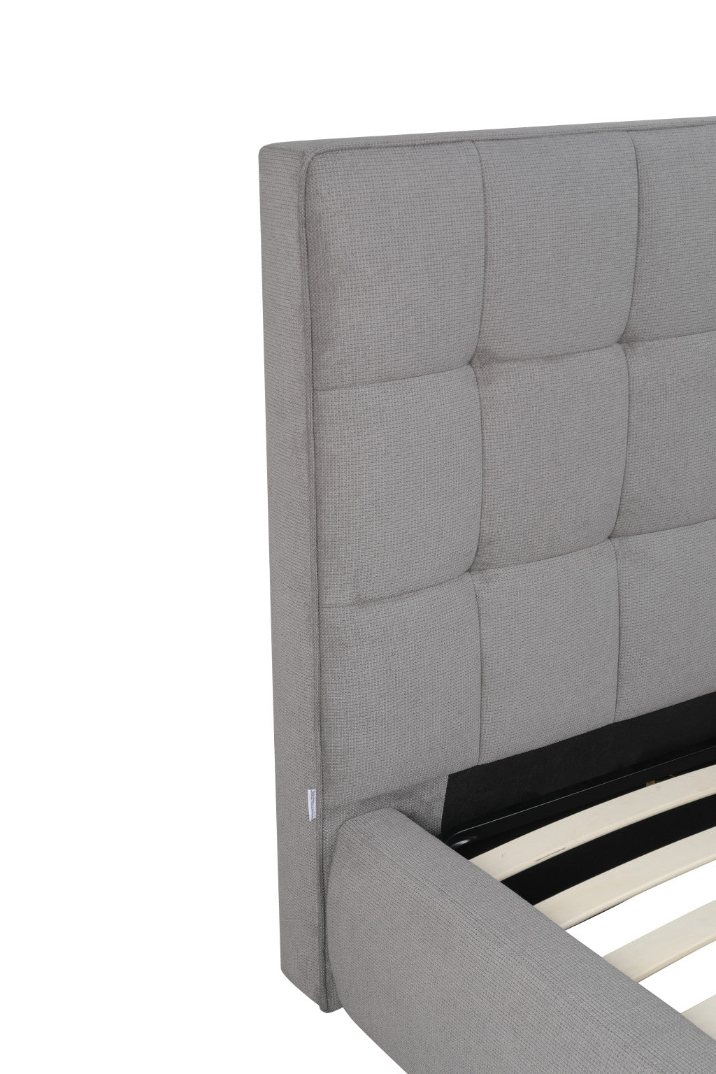 Gray Tufted Linen Blend Upholstered Queen Bed Frame-6