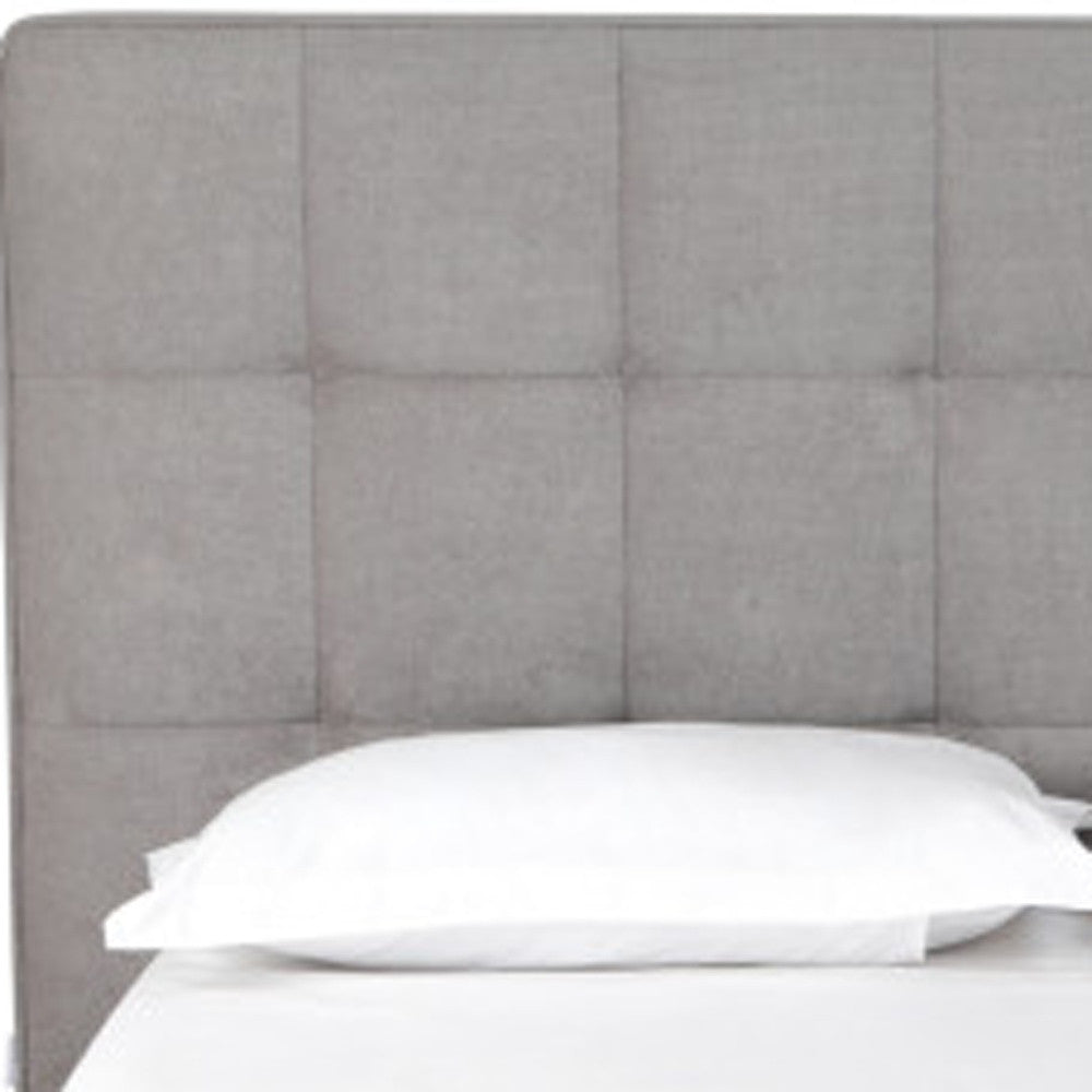 Gray Tufted Linen Blend Upholstered Queen Bed Frame-7