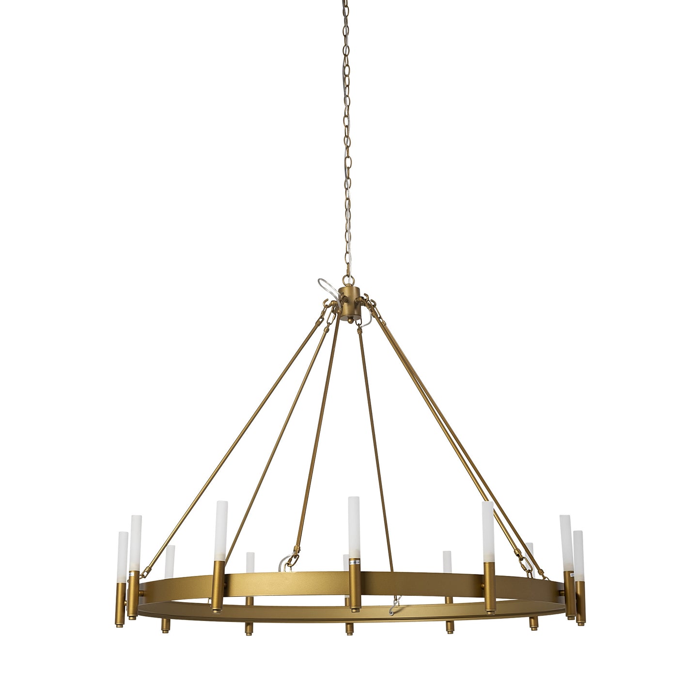 Gold White Candle Style Glass Dimmable Twelve Light Chandelier With Remote Control-1