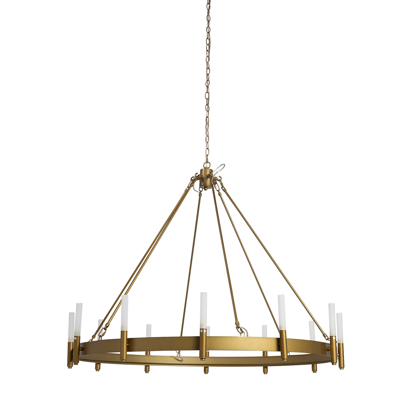 Gold White Candle Style Glass Dimmable Twelve Light Chandelier With Remote Control-2