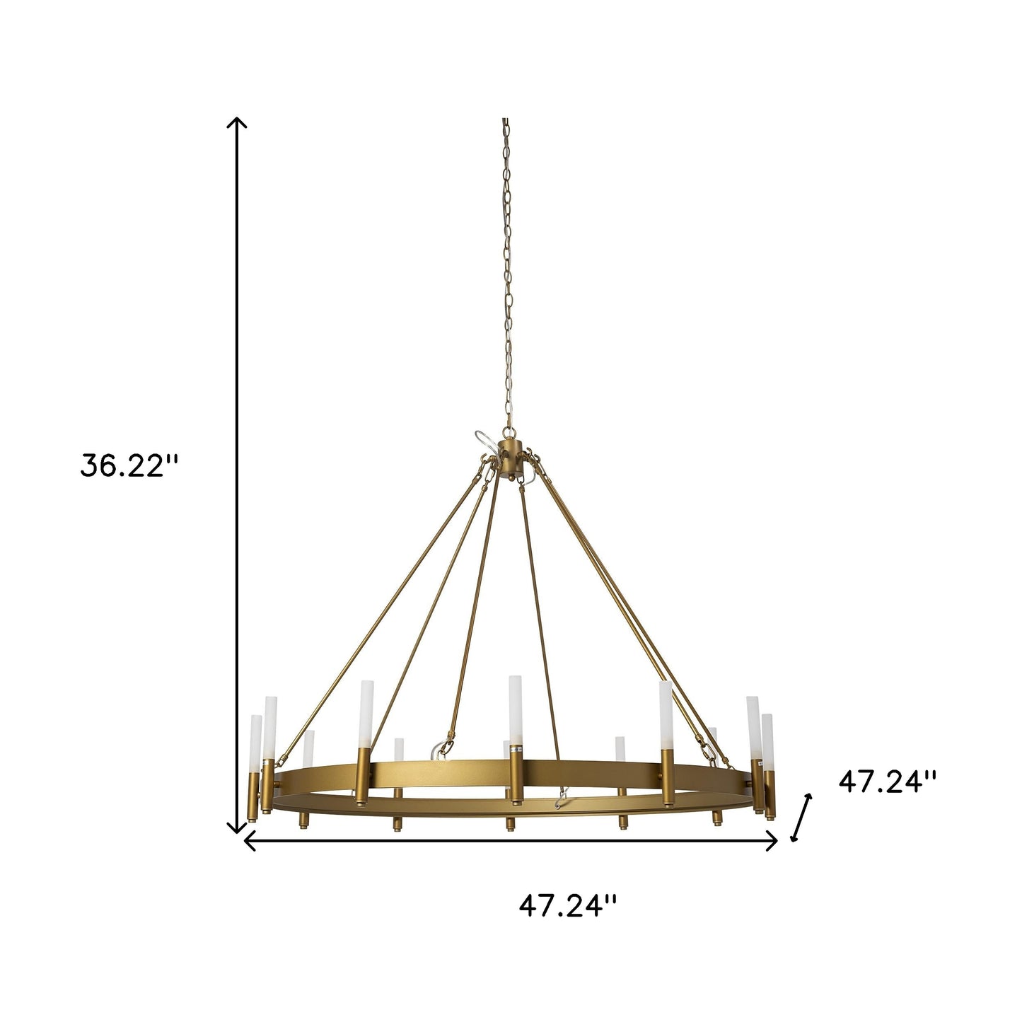 Gold White Candle Style Glass Dimmable Twelve Light Chandelier With Remote Control-3