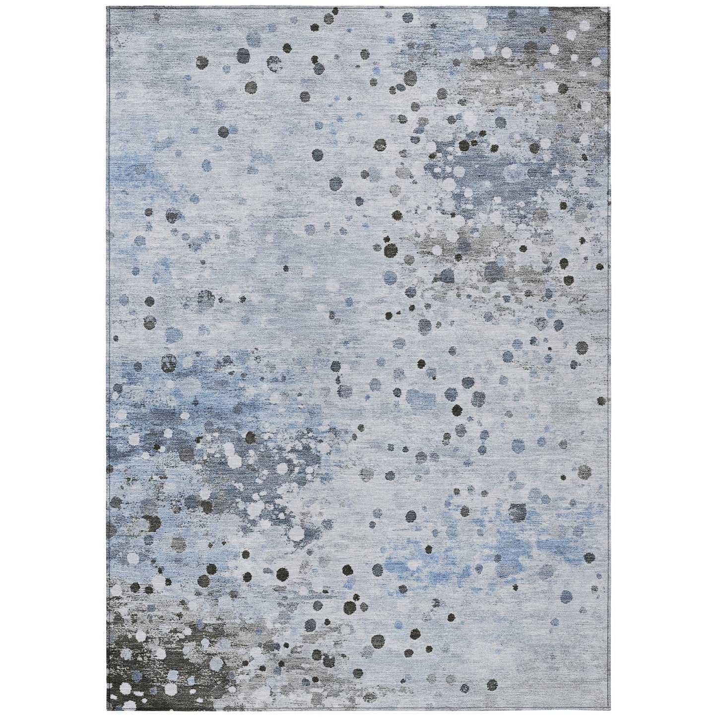 Sky Blue Abstract Washable Indoor Outdoor Area Rug 8x10-0