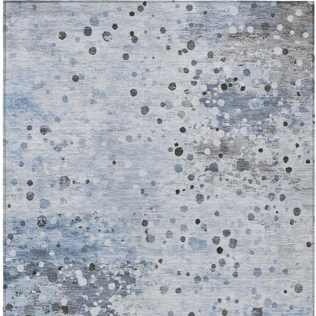 Sky Blue Abstract Washable Indoor Outdoor Area Rug 8x10-3