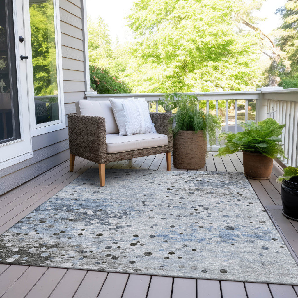 Sky Blue Abstract Washable Indoor Outdoor Area Rug 8x10-7