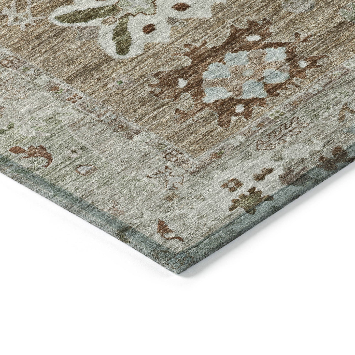 Brown Gray Tribal Washable Indoor Outdoor Area Rug 3x5 Ft Rectangle Shaped Heavy Duty Polyester High Traffic Rug