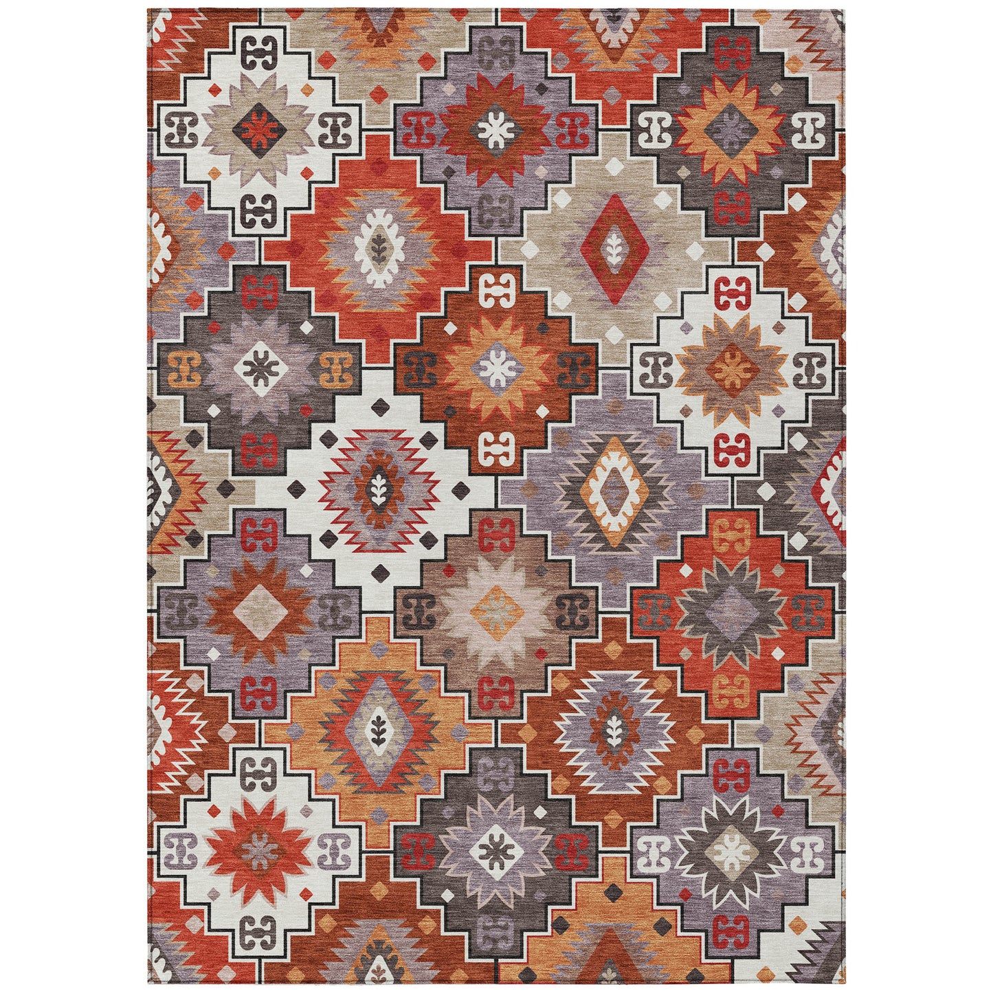 10X14 Rust Lavender Southwestern Washable Indoor Outdoor Area Rug.-7