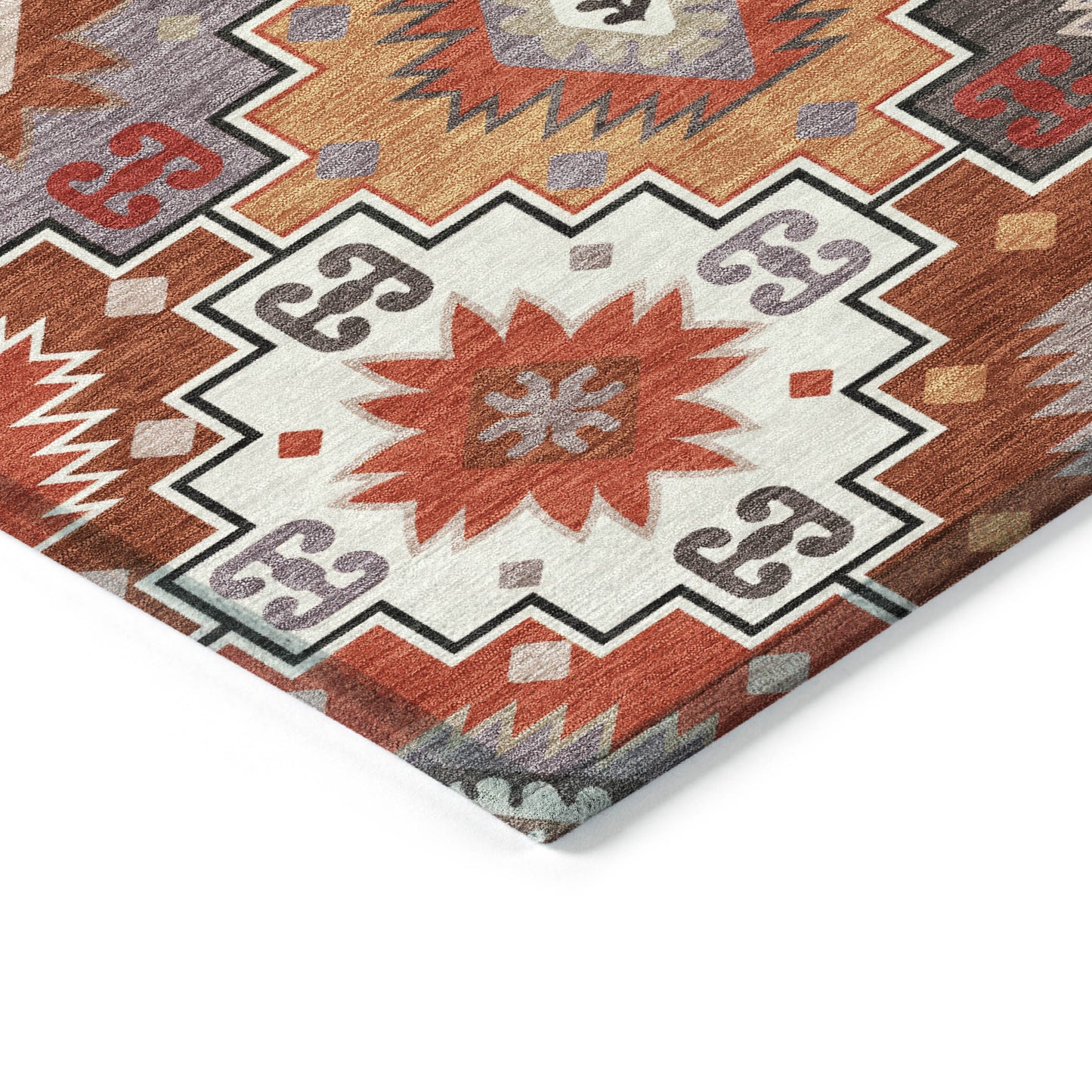 10X14 Rust Lavender Southwestern Washable Indoor Outdoor Area Rug.-8