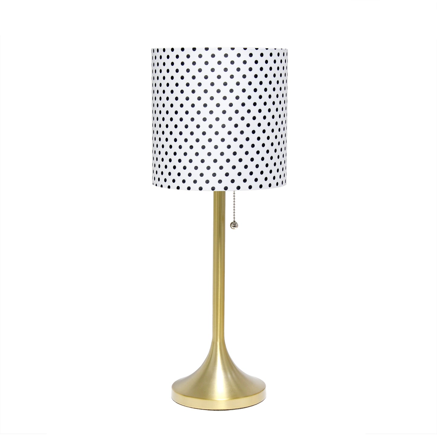 21" Gold Metal Table Lamp With White Drum Shade-1