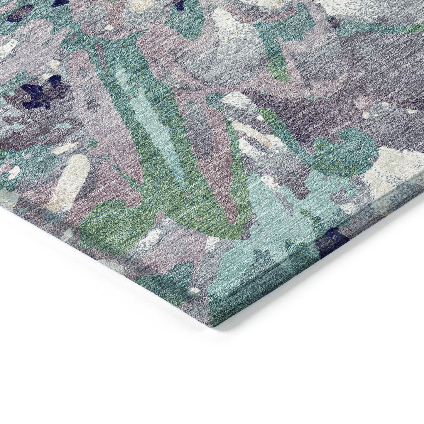 9x12 Lavender Gray Floral Indoor Outdoor Washable Area Rug