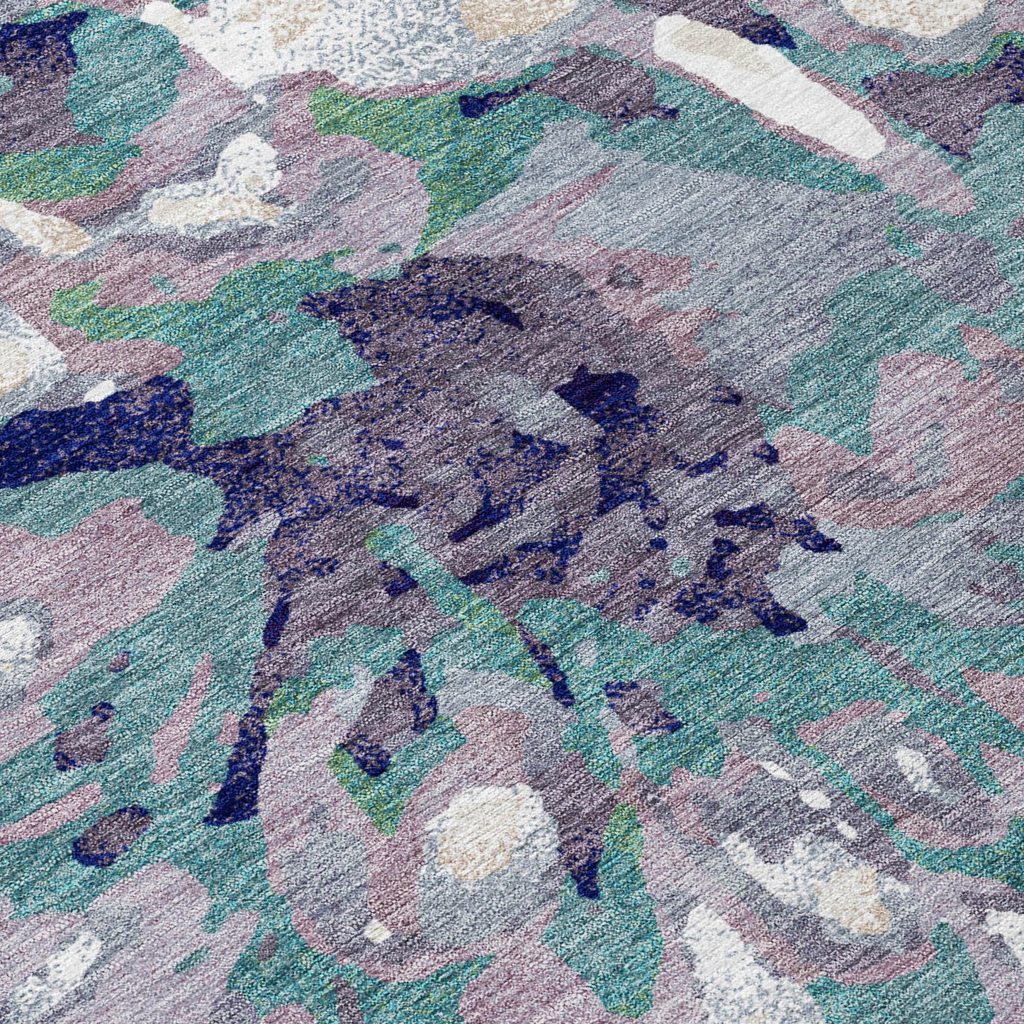 9x12 Lavender Gray Floral Indoor Outdoor Washable Area Rug