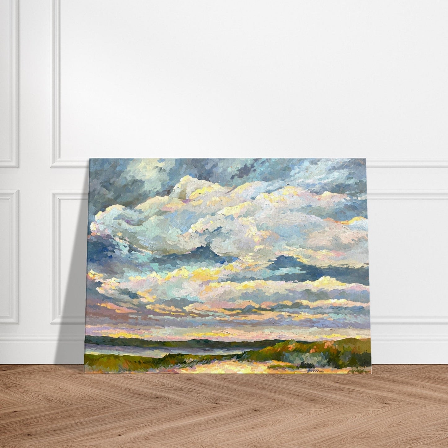 'Country Cloud Series' Landscape I 24x32 inch Art Print on Canvas I Original Artwork by American Artist Barbara Cleary