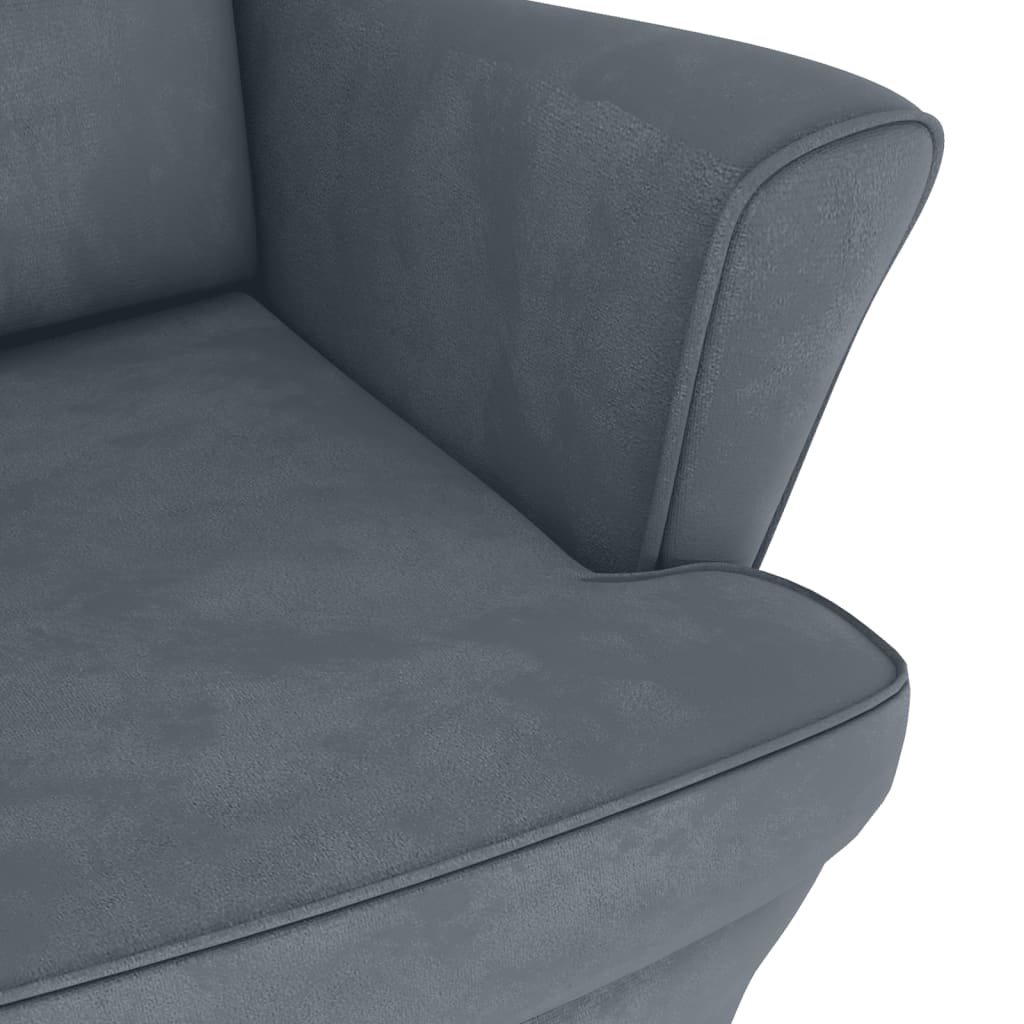 Dark Gray Velvet Rocking Chair with Solid Wood Rubber Legs-4