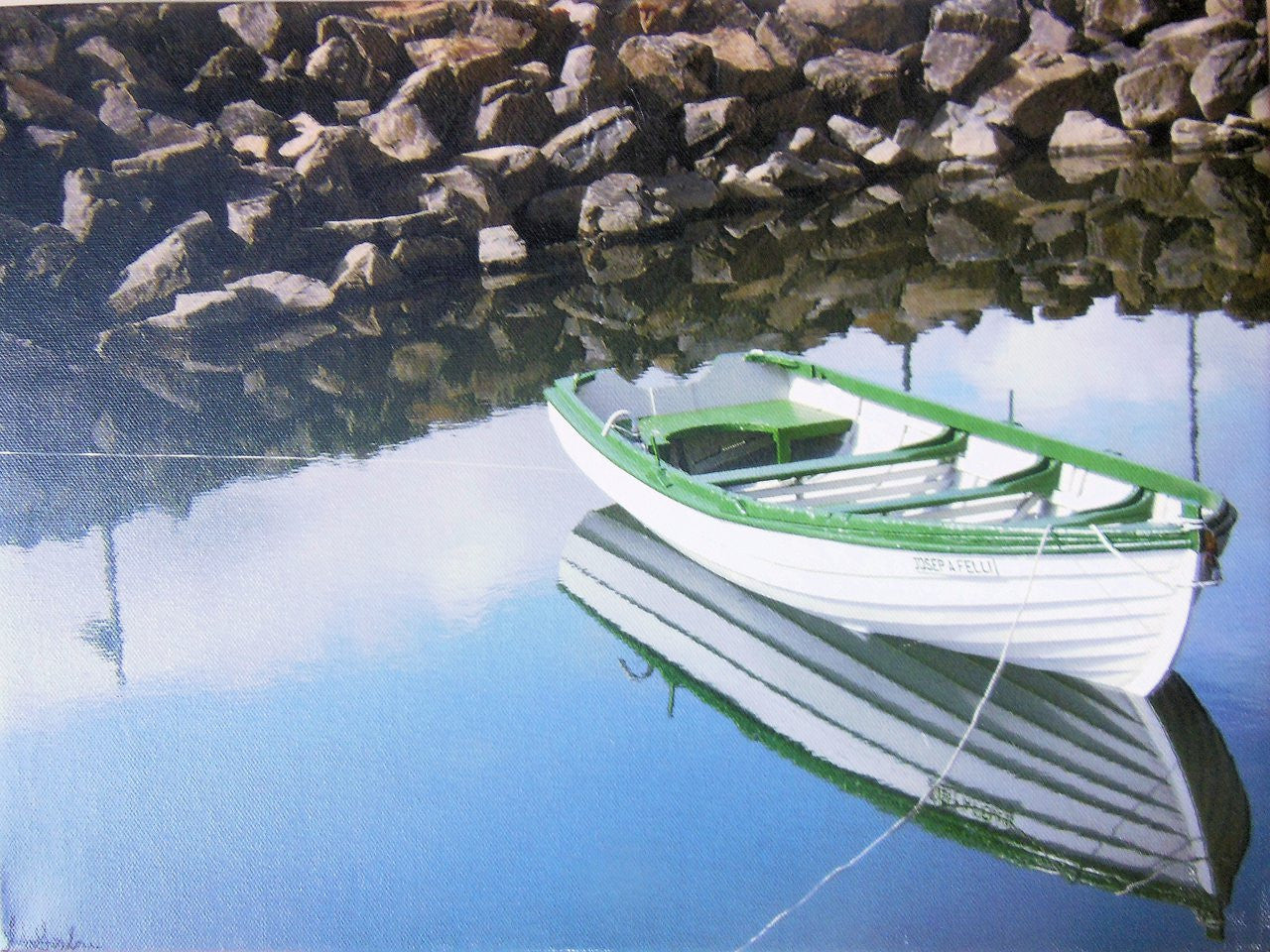 Rowboat on Icy Water in Iceland. Giclee