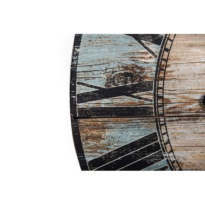 Turquoise Distressed Paris Wood Oversized Wall Clock with Roman Numerals-1