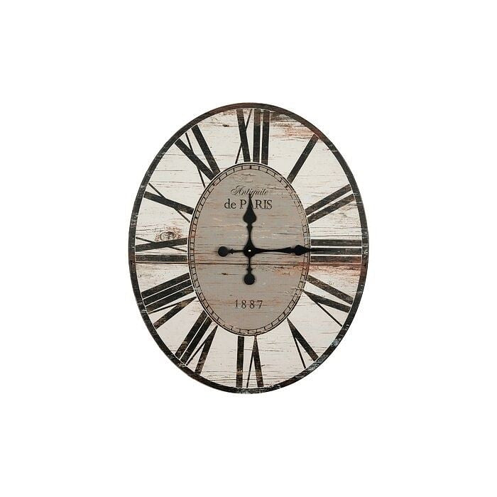White Washed Oversized Distressed Paris Wood Wall Clock-2