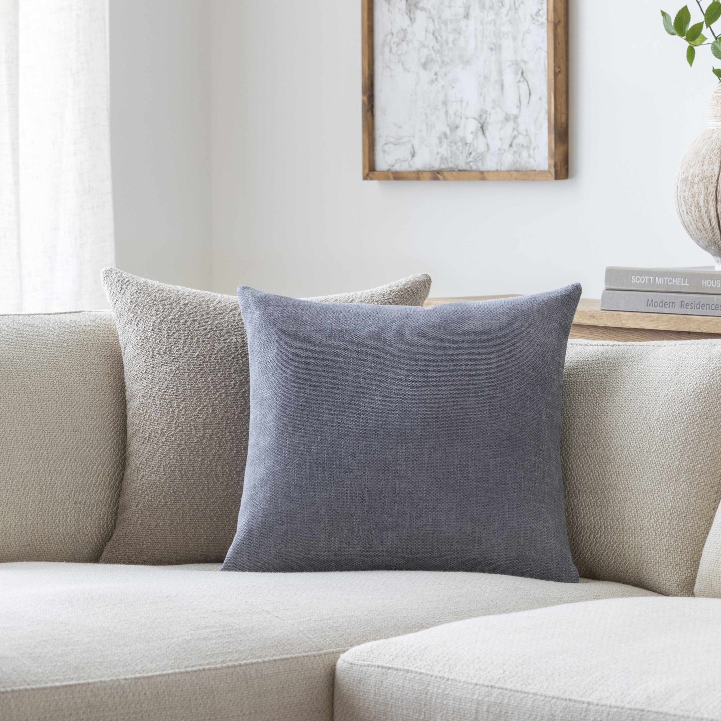 Reijo Gray&Blue Linen Look Accent Pillow-4