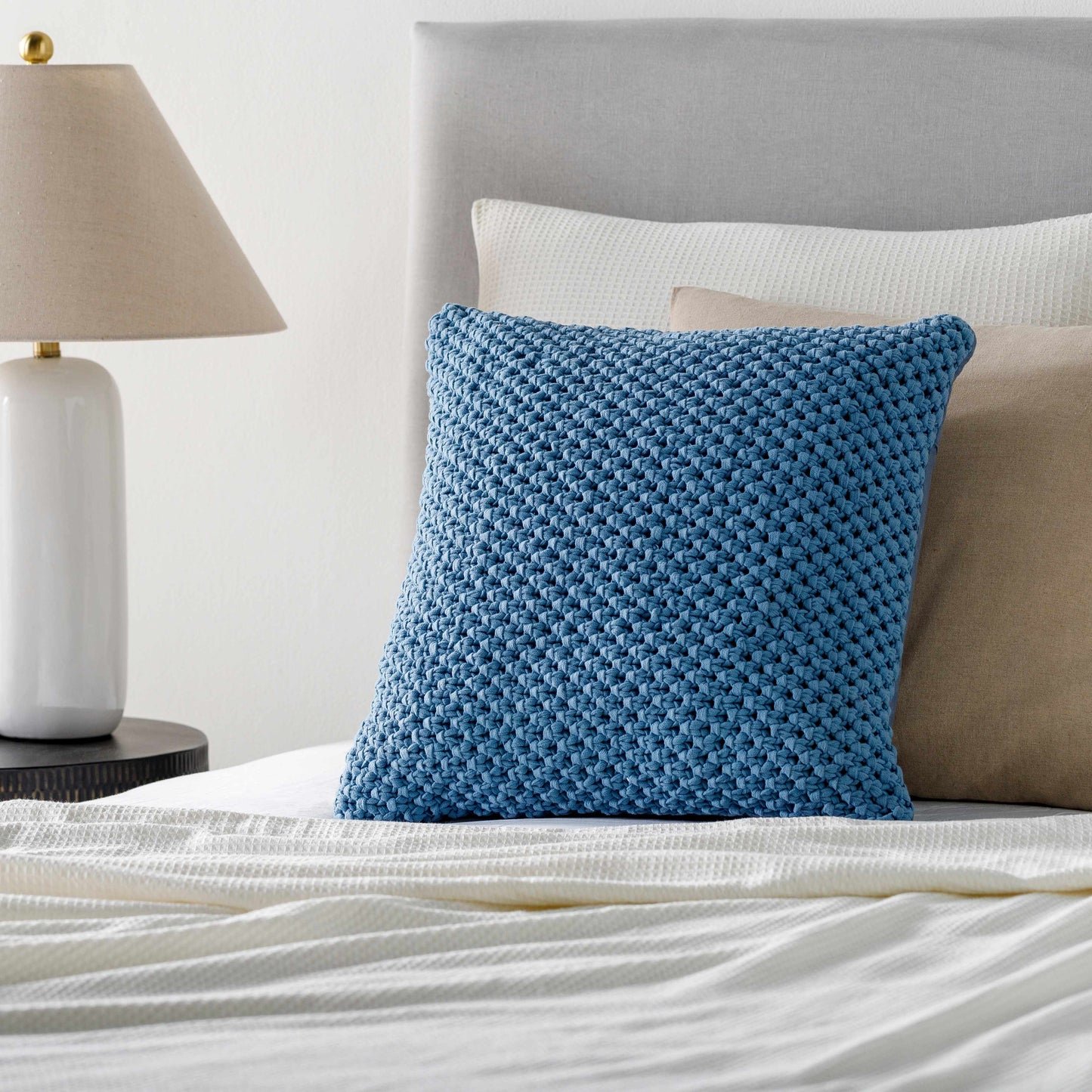Whately Blue Square Throw Pillow - Clearance-1