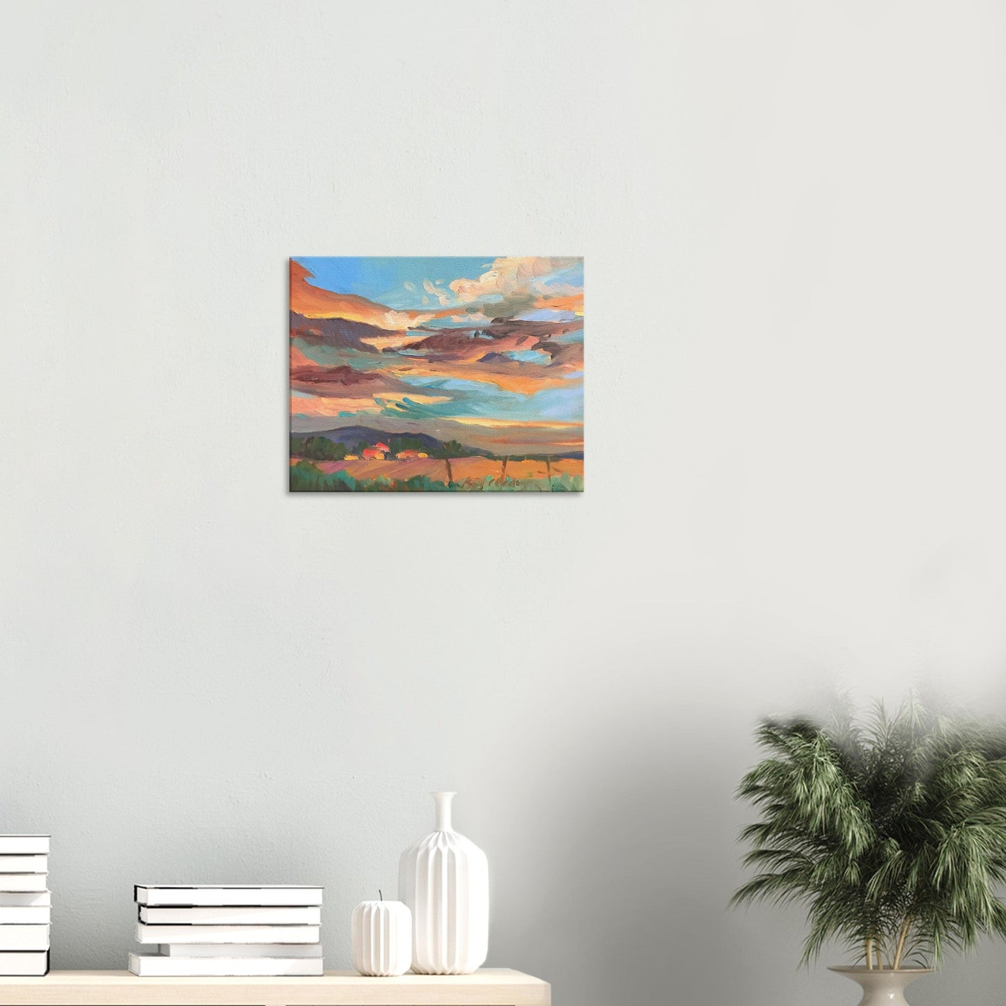 'Fall Sky' Landscape I 16x20 inch Art Print on Canvas I Original Artwork by American Artist Barbara Cleary