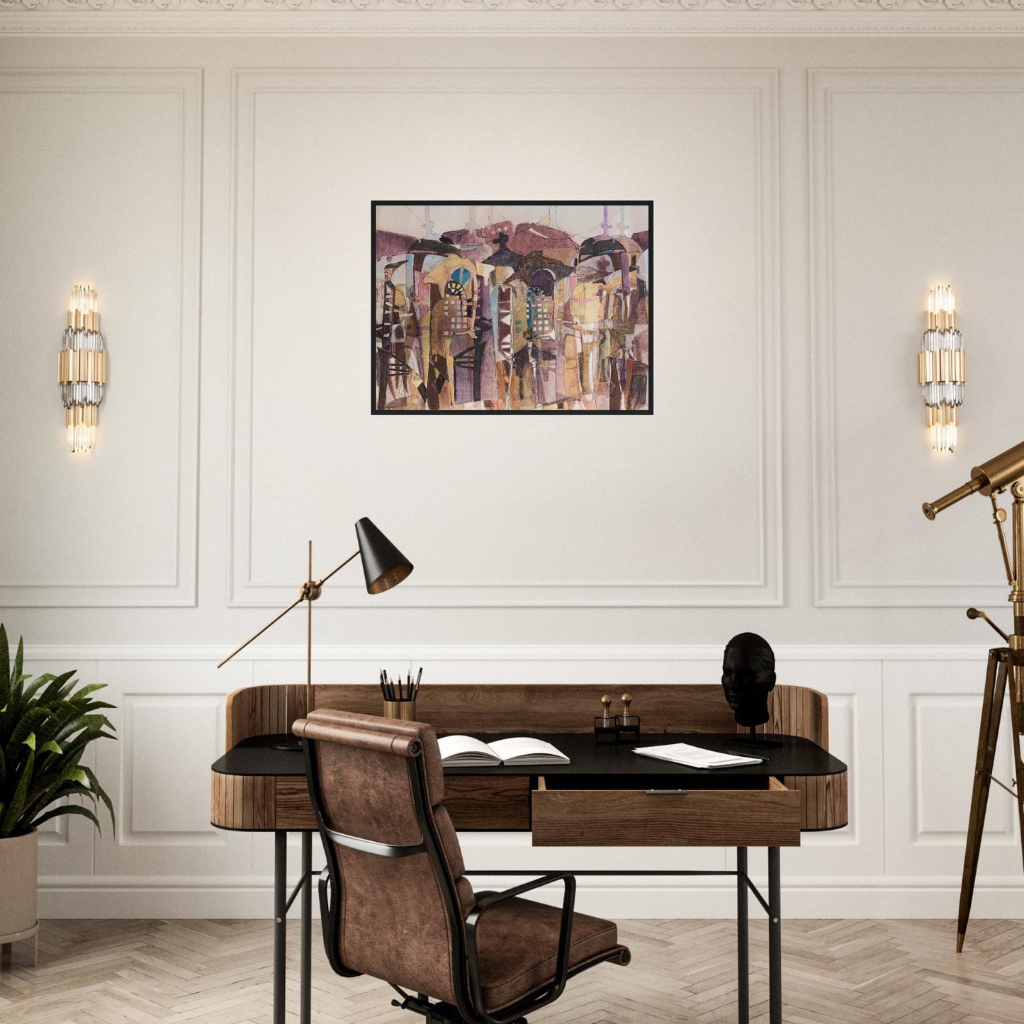 'San Francisco De Asis' Abstract I 24x32 inch Wooden Framed Art Print  I Original Artwork by American Artist Barbara Cleary