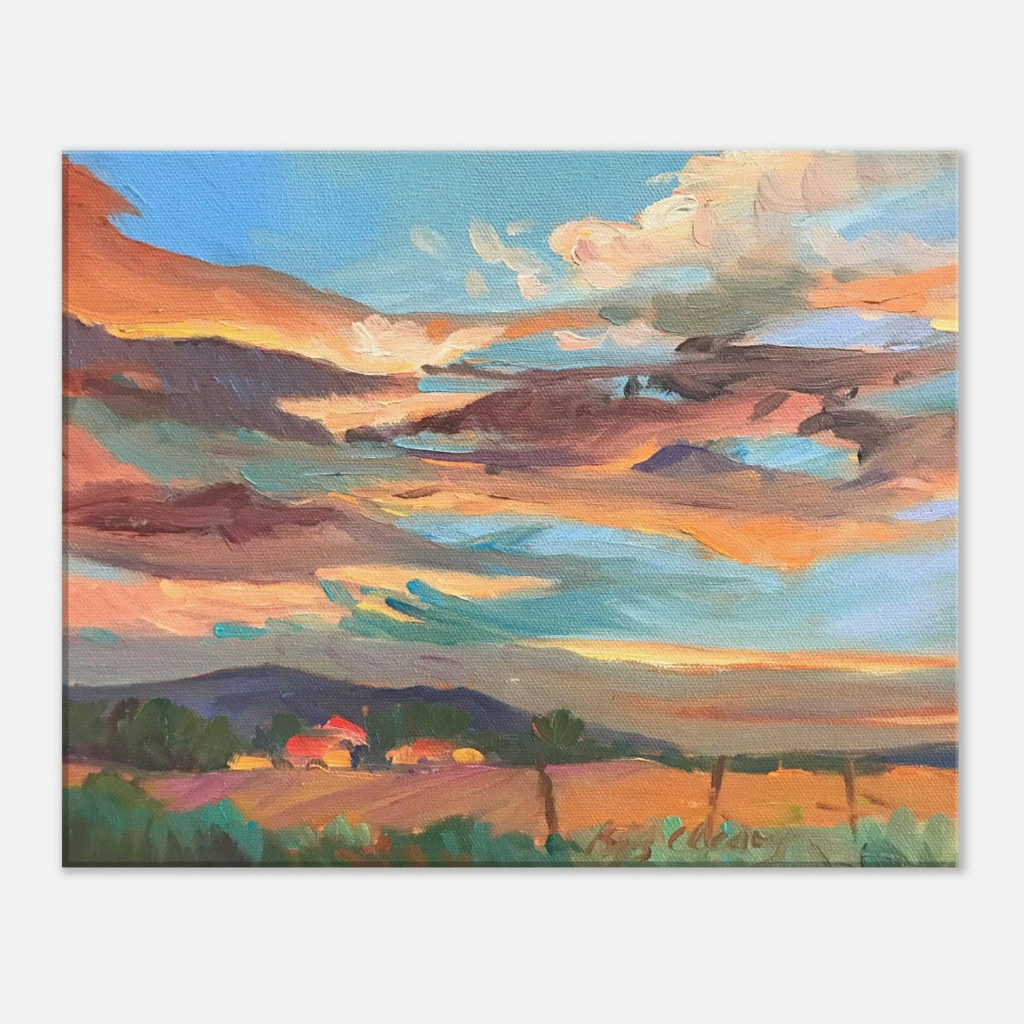 'Fall Sky' Landscape I 16x20 inch Art Print on Canvas I Original Artwork by American Artist Barbara Cleary