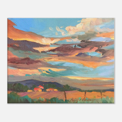 'Fall Sky' Landscape I 16x20 inch Art Print on Canvas I Original Artwork by American Artist Barbara Cleary