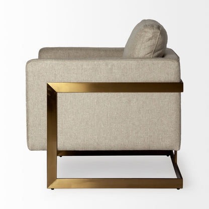 Cream Gold Fabric Arm Chair 31 inch Accent Furniture with Cushion Back