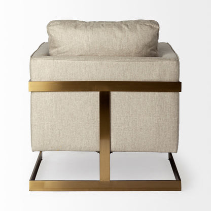 Cream Gold Fabric Arm Chair 31 inch Accent Furniture with Cushion Back