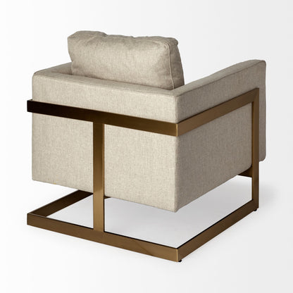 Cream Gold Fabric Arm Chair 31 inch Accent Furniture with Cushion Back