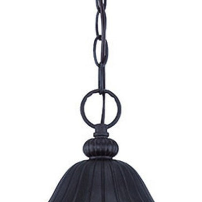 Three Light Matte Black Leaf Detail Hanging Light-3