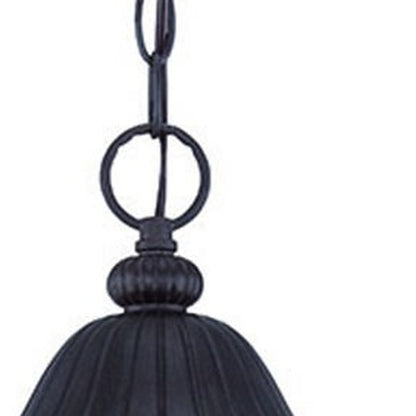 Three Light Matte Black Leaf Detail Hanging Light-4