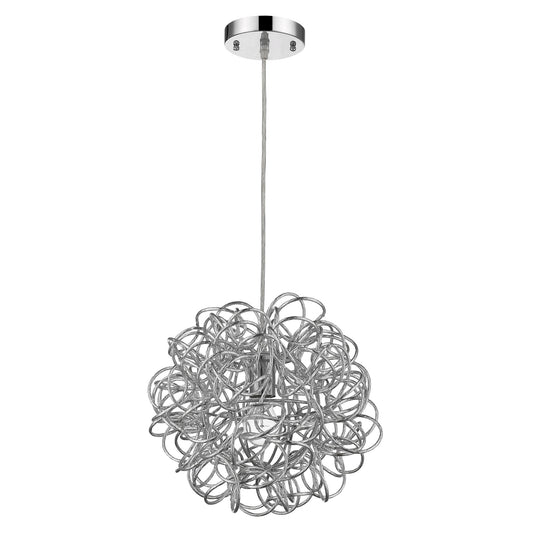 Polished Chrome Pendant with Faceted Aluminum Wire Shade Light Fitting-0