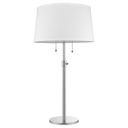 31" Silver Metal Two Light Adjustable Table Lamp With White Empire Shade-3