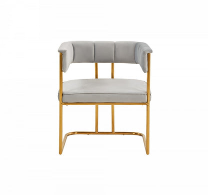 Gray and Gold Upholstered Fabric Dining Arm Chair-2