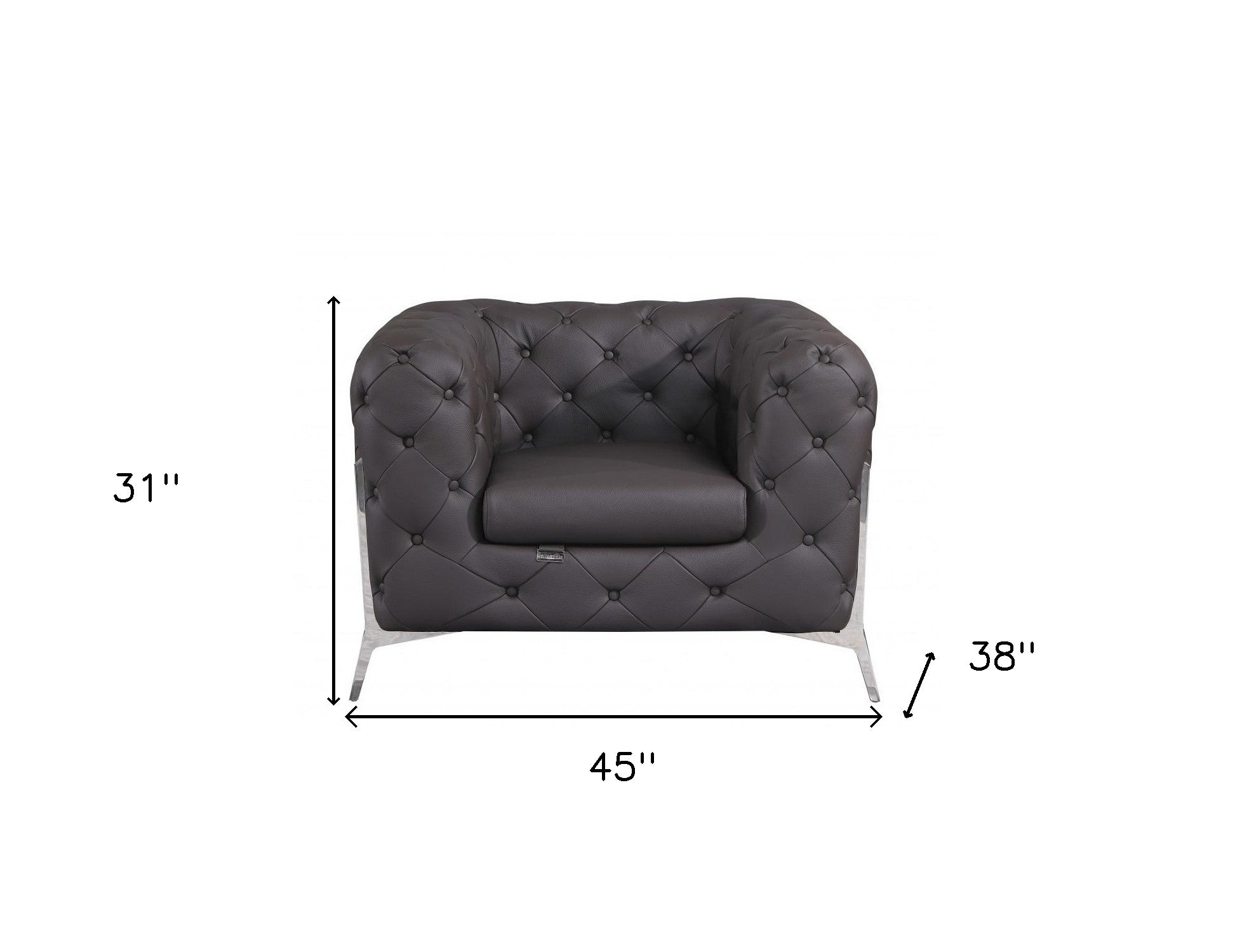 Brown Italian Leather Arm Chair 45" Swivel Accent Chair Sofa Decor Furniture-6