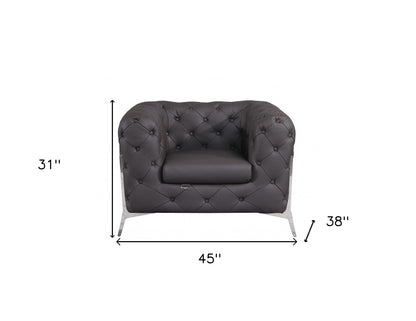 Brown Italian Leather Arm Chair 45" Swivel Accent Chair Sofa Decor Furniture-6