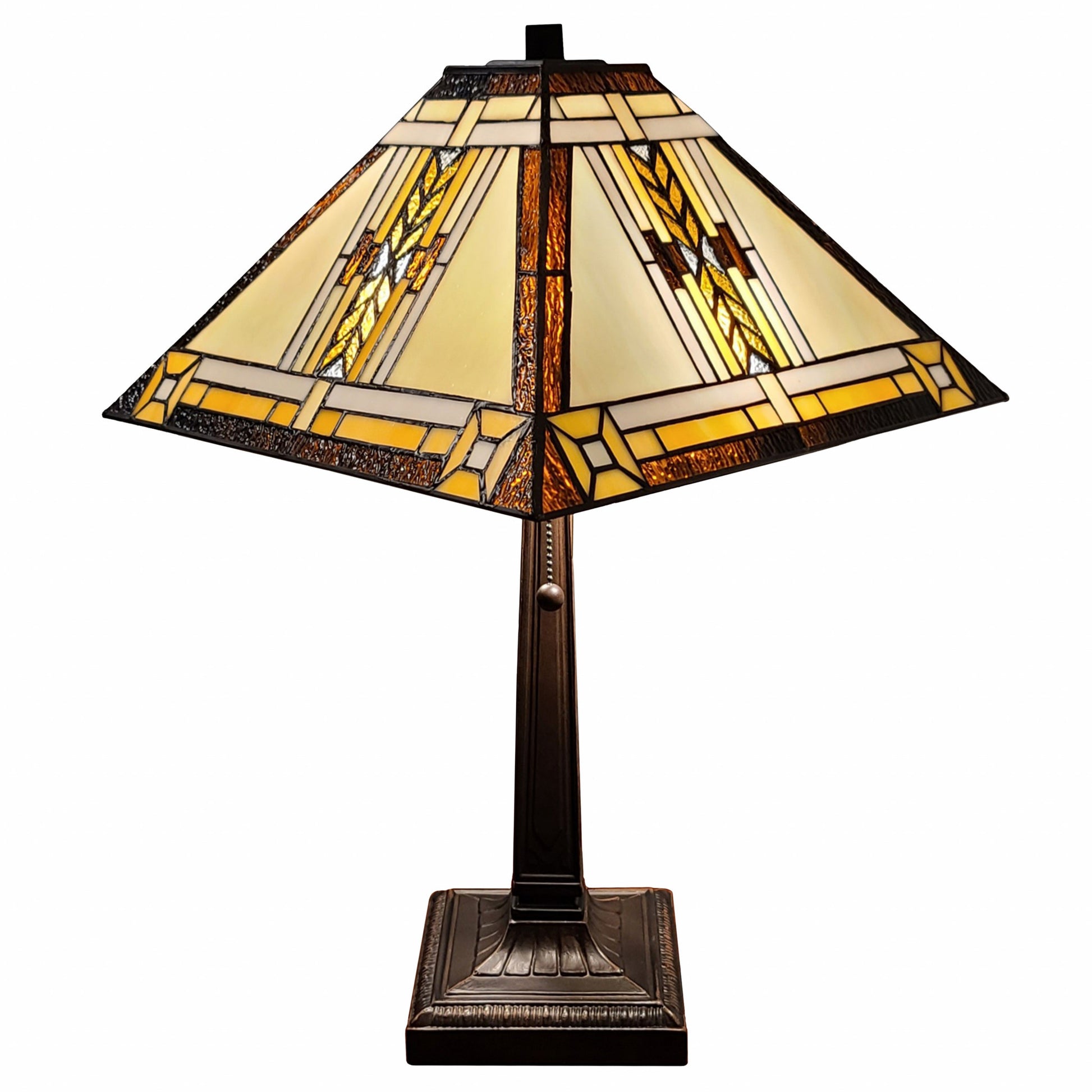 22" Dark Brown Metal Two Light Candlestick Table Lamp With Beige Shade-1