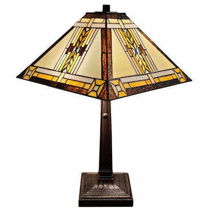 22" Dark Brown Metal Two Light Candlestick Table Lamp With Beige Shade-5