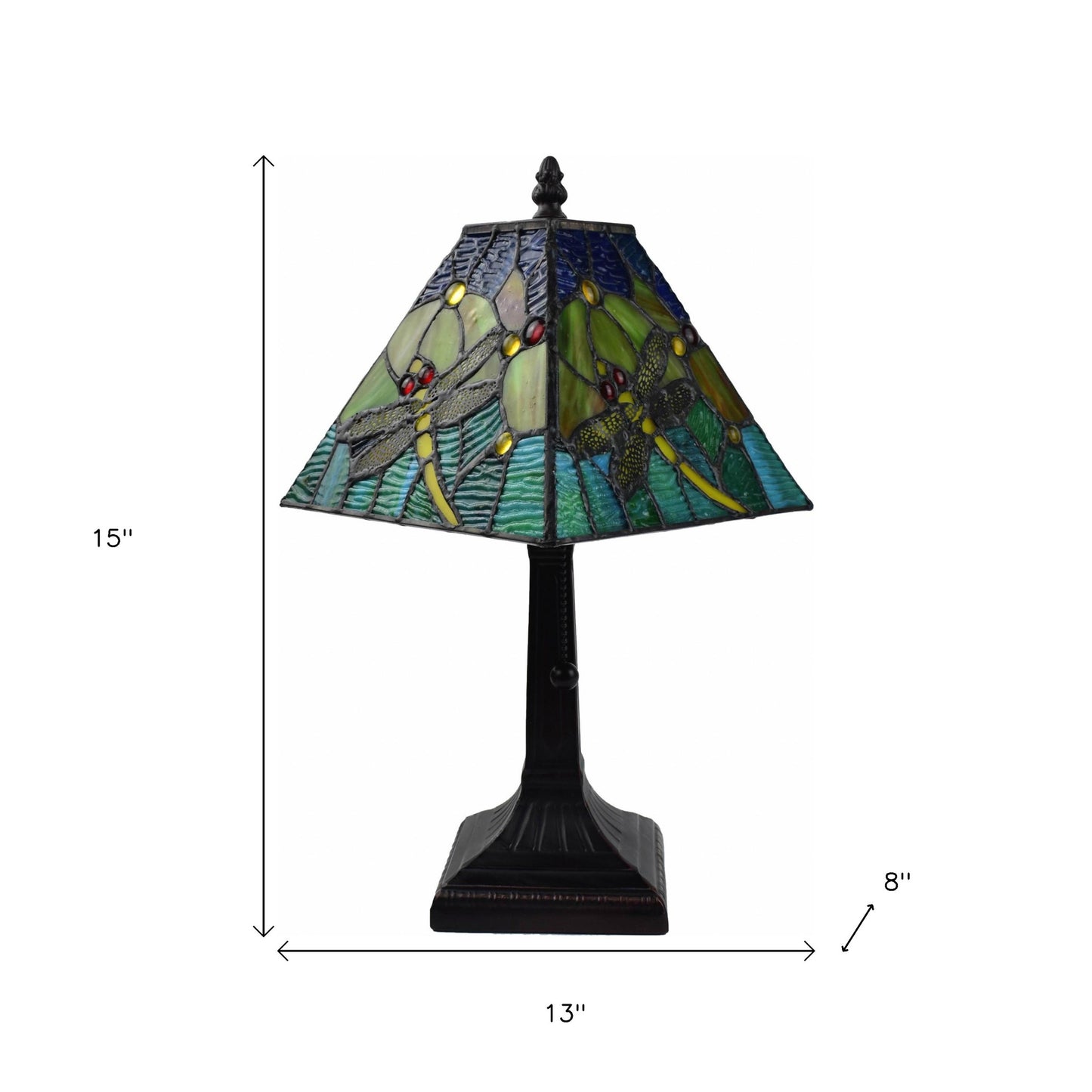 15" Dark Brown Metal Candlestick Table Lamp With Green Empire Shade-8