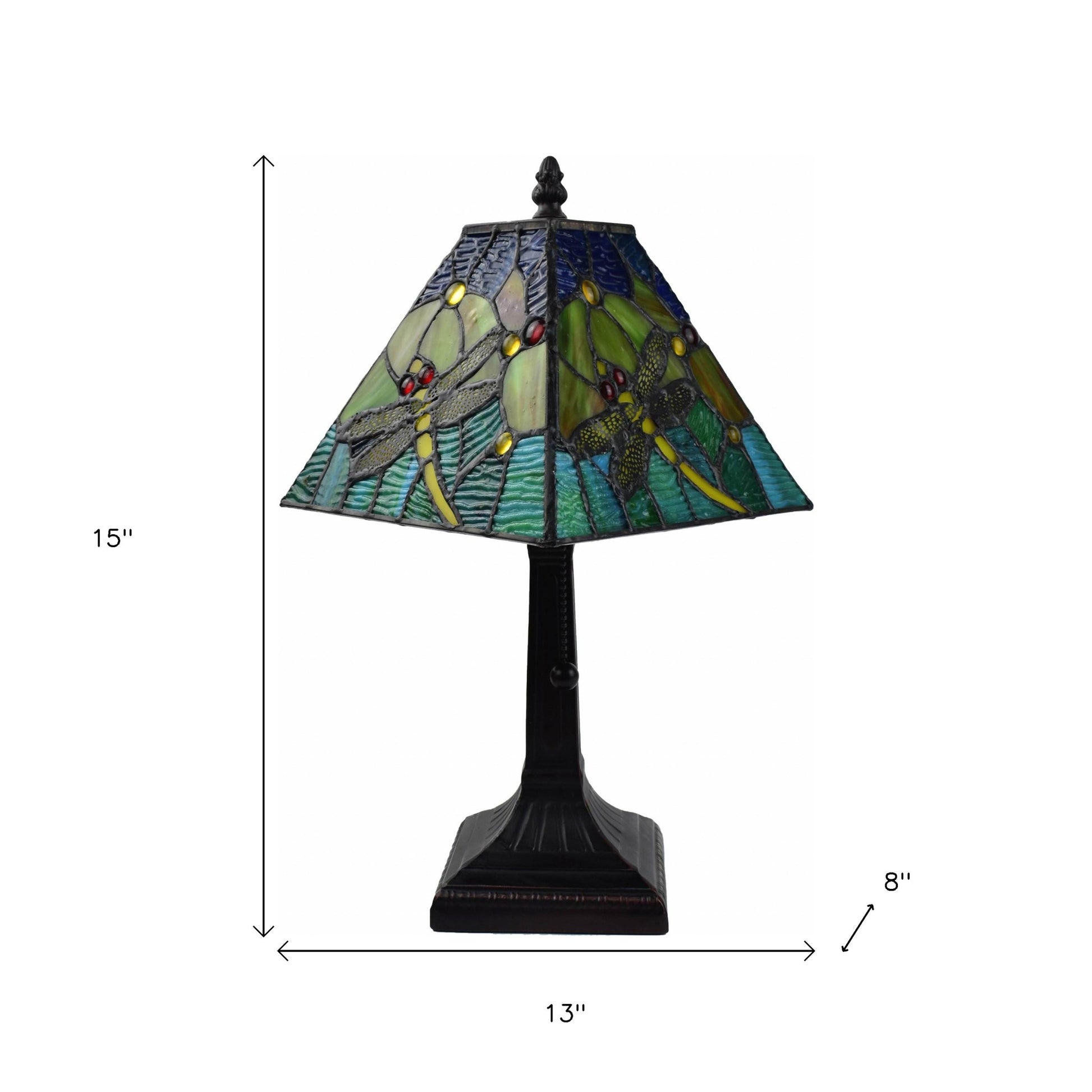 15" Dark Brown Metal Candlestick Table Lamp With Green Empire Shade-8