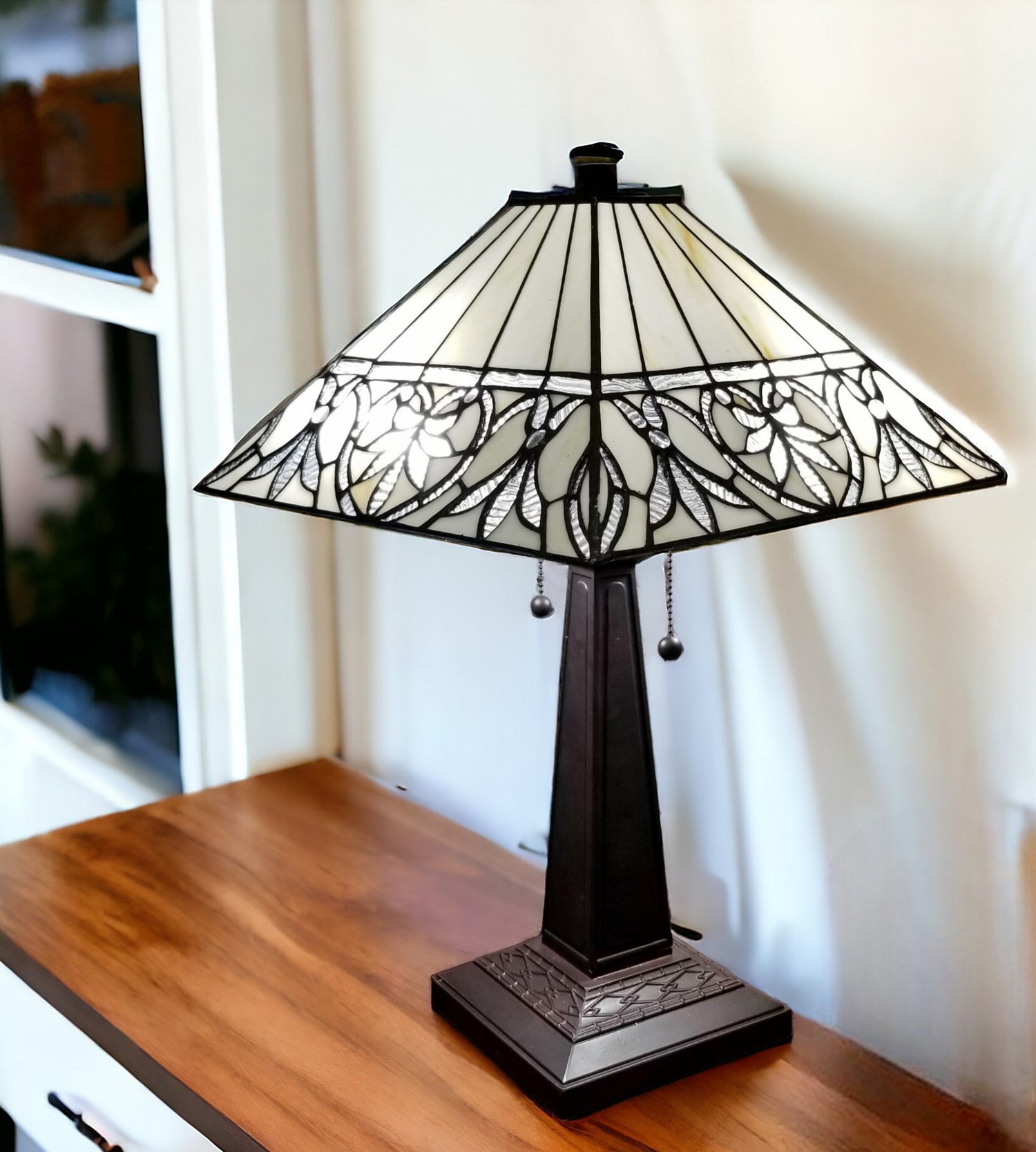 Dark Brown Metal Two Light Candlestick Lamp With White Shade-0