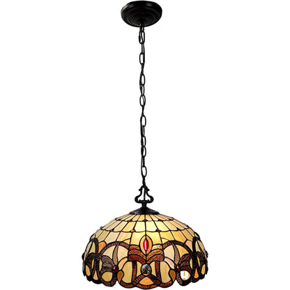 16" Tiffany Style Stained Glass Two Light Glass Dimmable Ceiling Light-2
