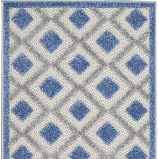 10-Foot Blue Grey Indoor Outdoor Rug Runner Machine Made Durable