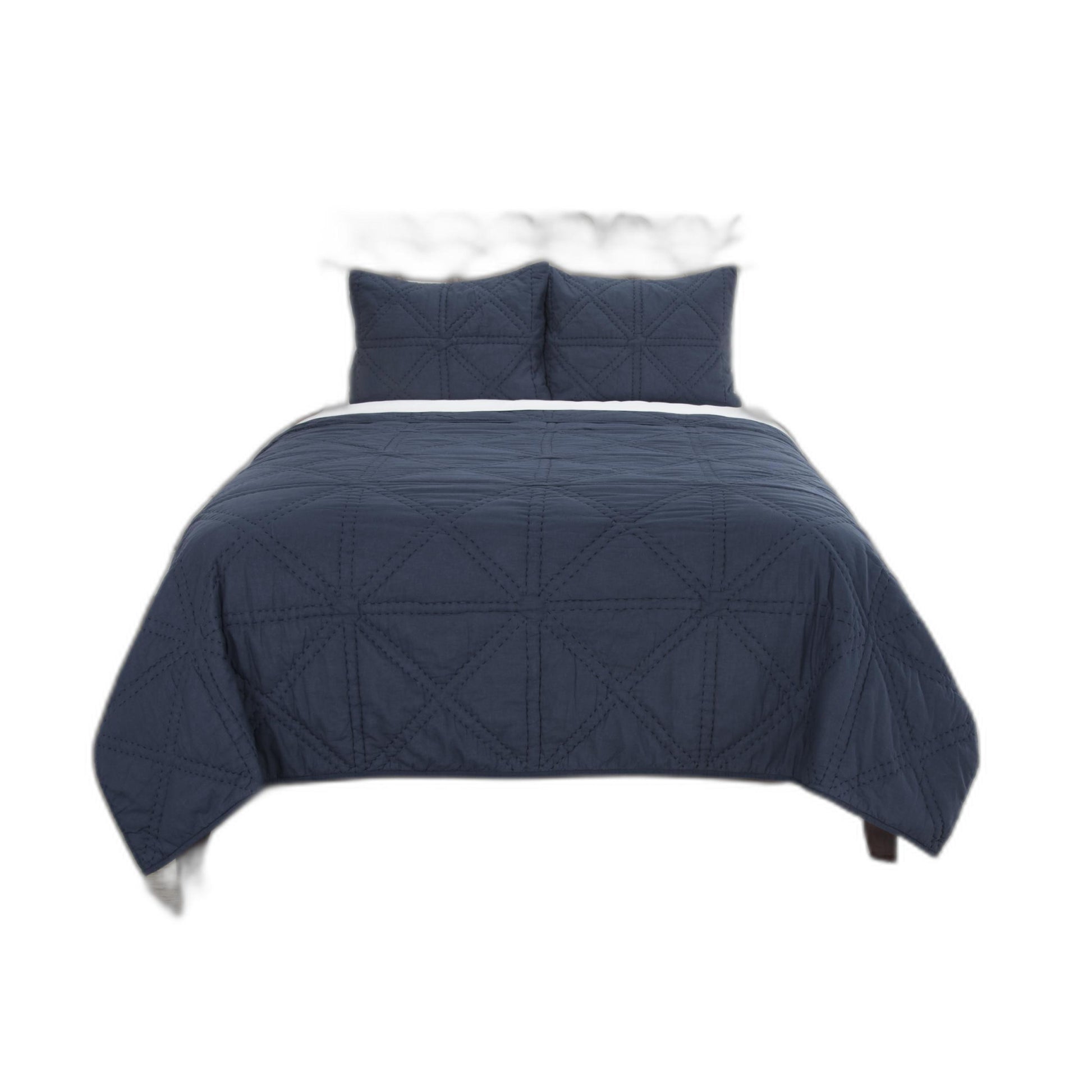 Set of Three Indigo Geometric King Quilt-1