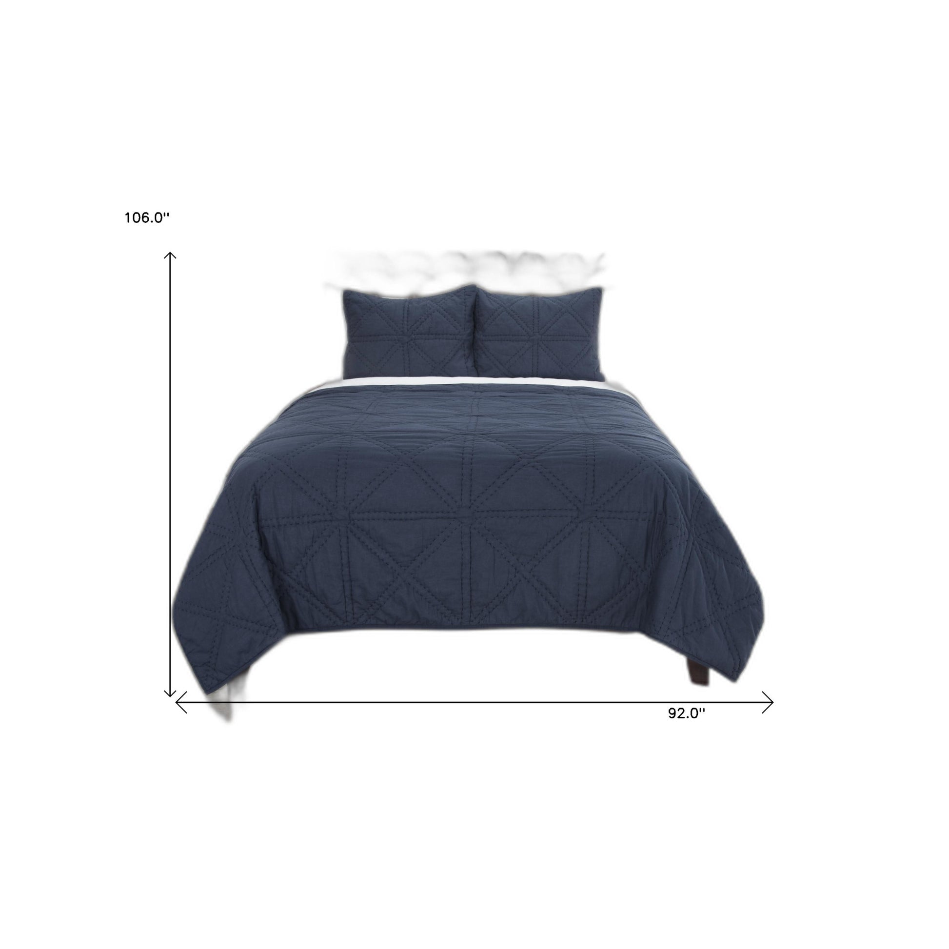 Set of Three Indigo Geometric King Quilt-4