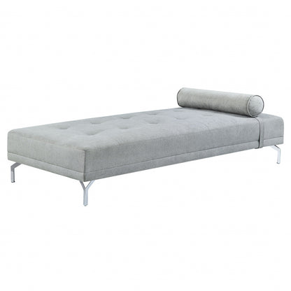 74" Gray Velvet Sofa And Toss Pillow With Black Legs-1