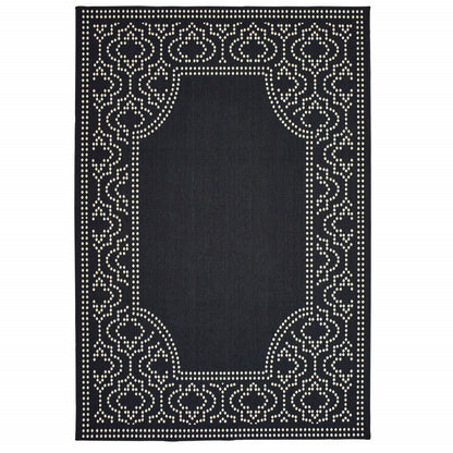 Black & Ivory Stain Resistant Indoor/Outdoor Rug 8x11ft