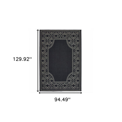 Black & Ivory Stain Resistant Indoor/Outdoor Rug 8x11ft